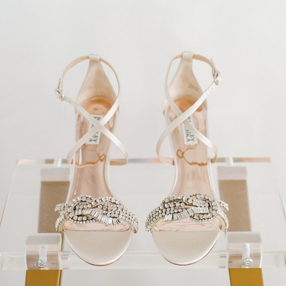 Badgley Mischka Zabrina 9 Women's Strappy Wedge Ivory New - Picture 11 of 14